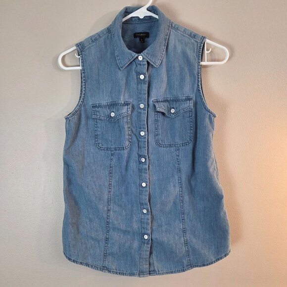 Talbots Womens Denim Sleeveless Blouse Size 4 - Picture 1 of 7